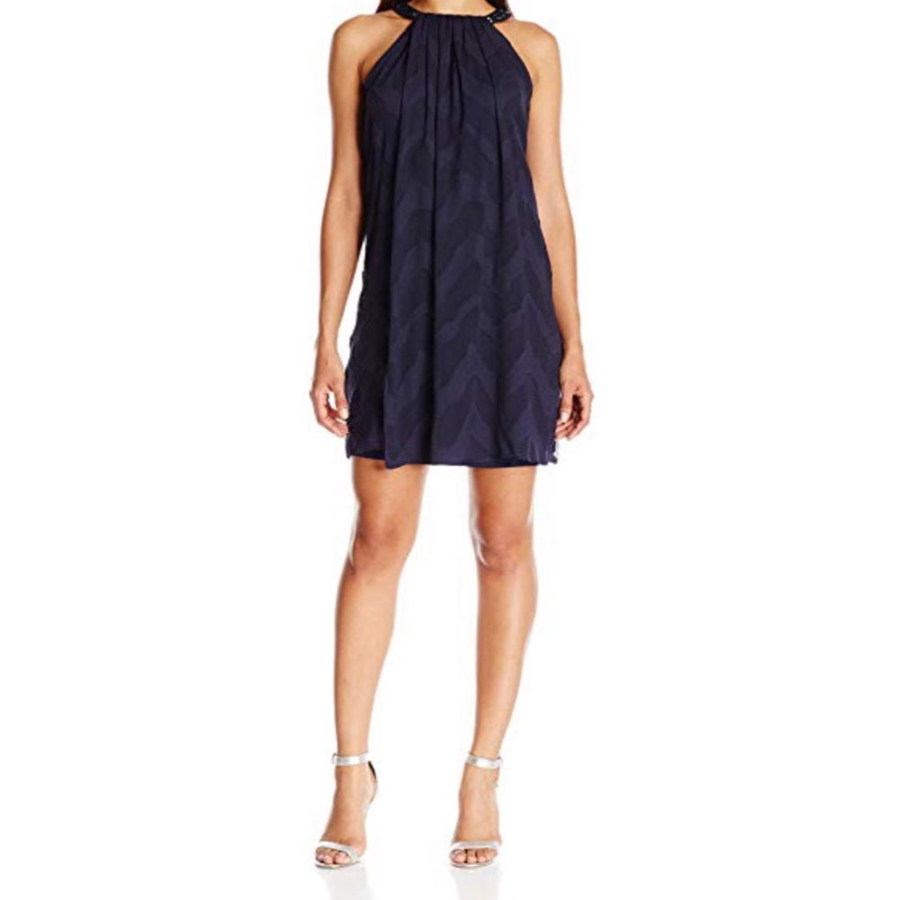 NWT London Times Petites Sheer Halter Dress 6P